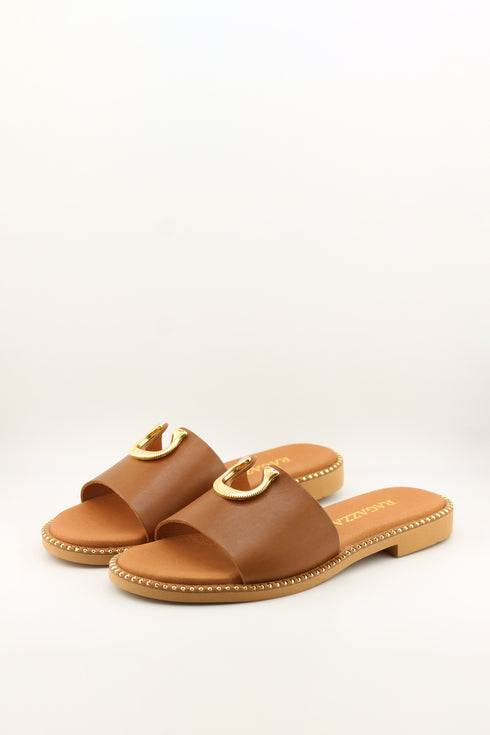 Ragazza Elegant Slide Sandal with Snake Ornament